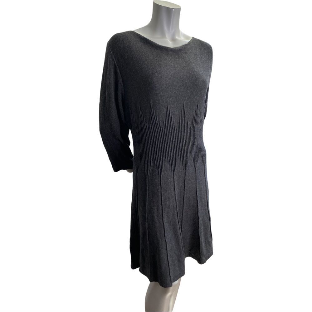 Max Studio Grey Cotton Blend Boatneck 3/4 Sleeve Sweaterdress Size Extra Large